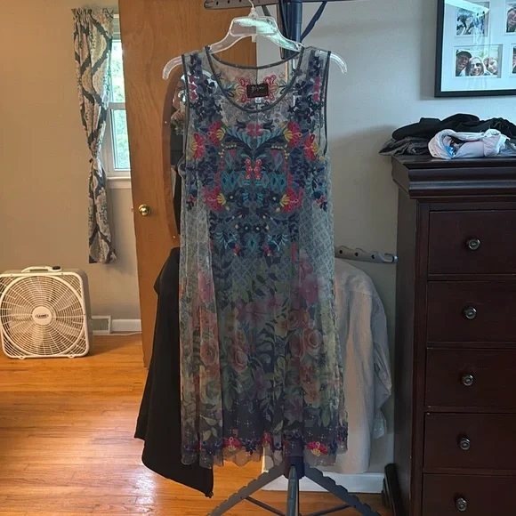 Biya X Johnny Was Rhandi Mesh Dress with Slip - Size Medium - Picture 1 of 4